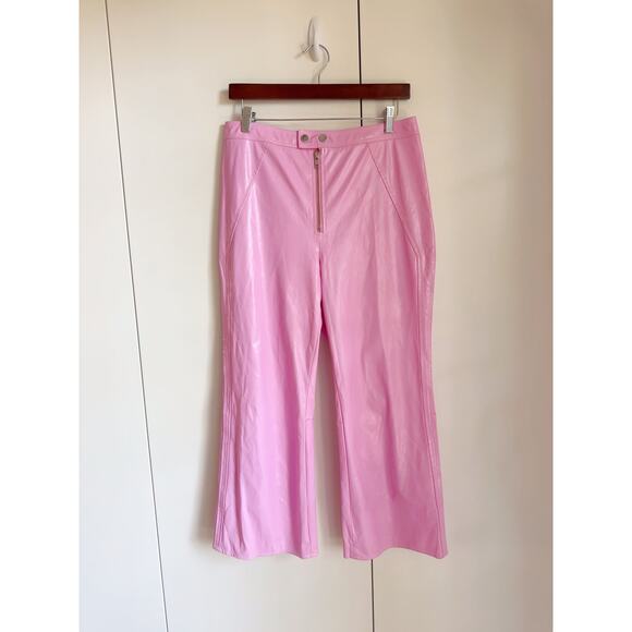 For Love & Lemons BILLIE VINYL PANTS Pastel Pink Cropped Girly Coquette Sz Lrg - Picture 3 of 12
